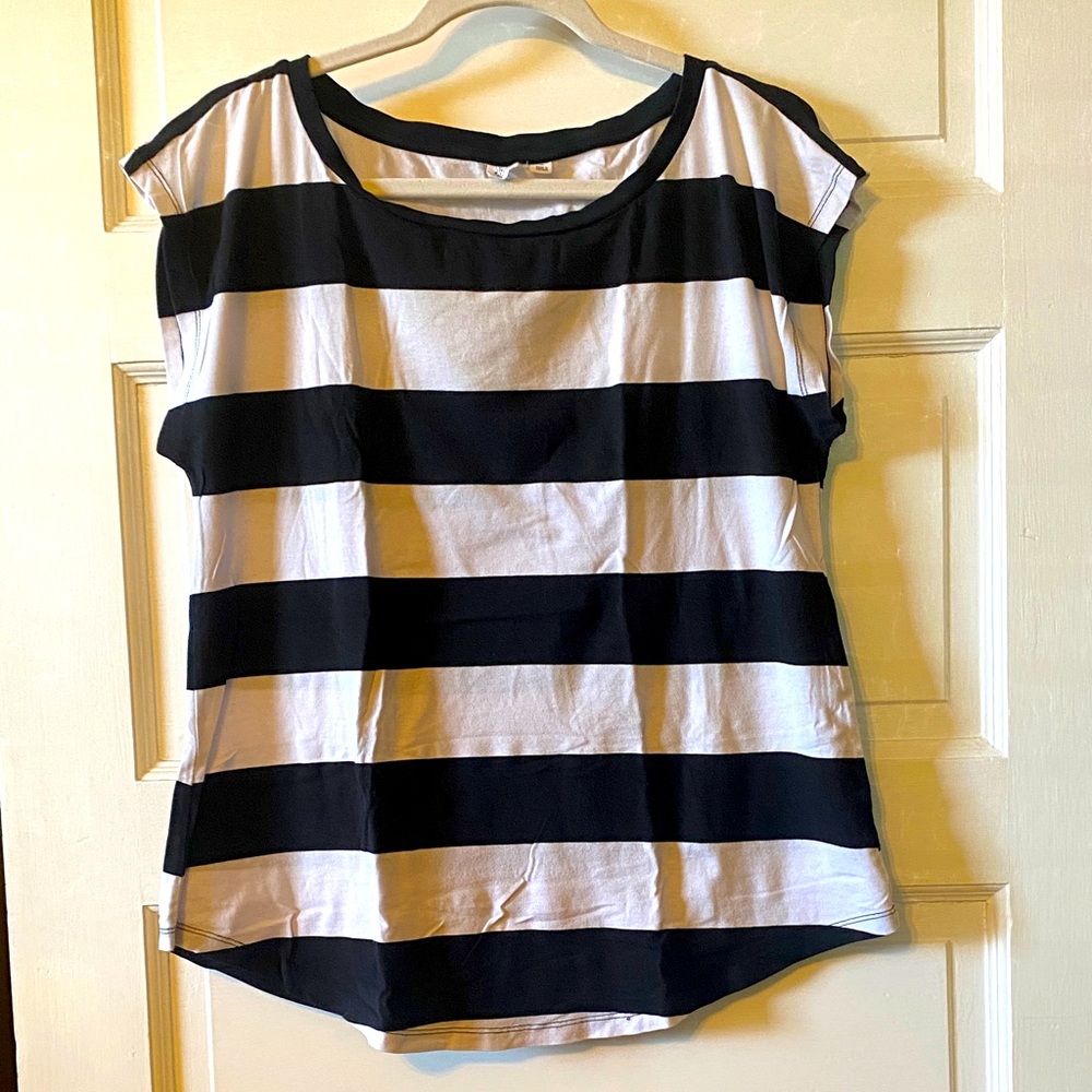 GAP Cotton Black and White Striped Maternity Top